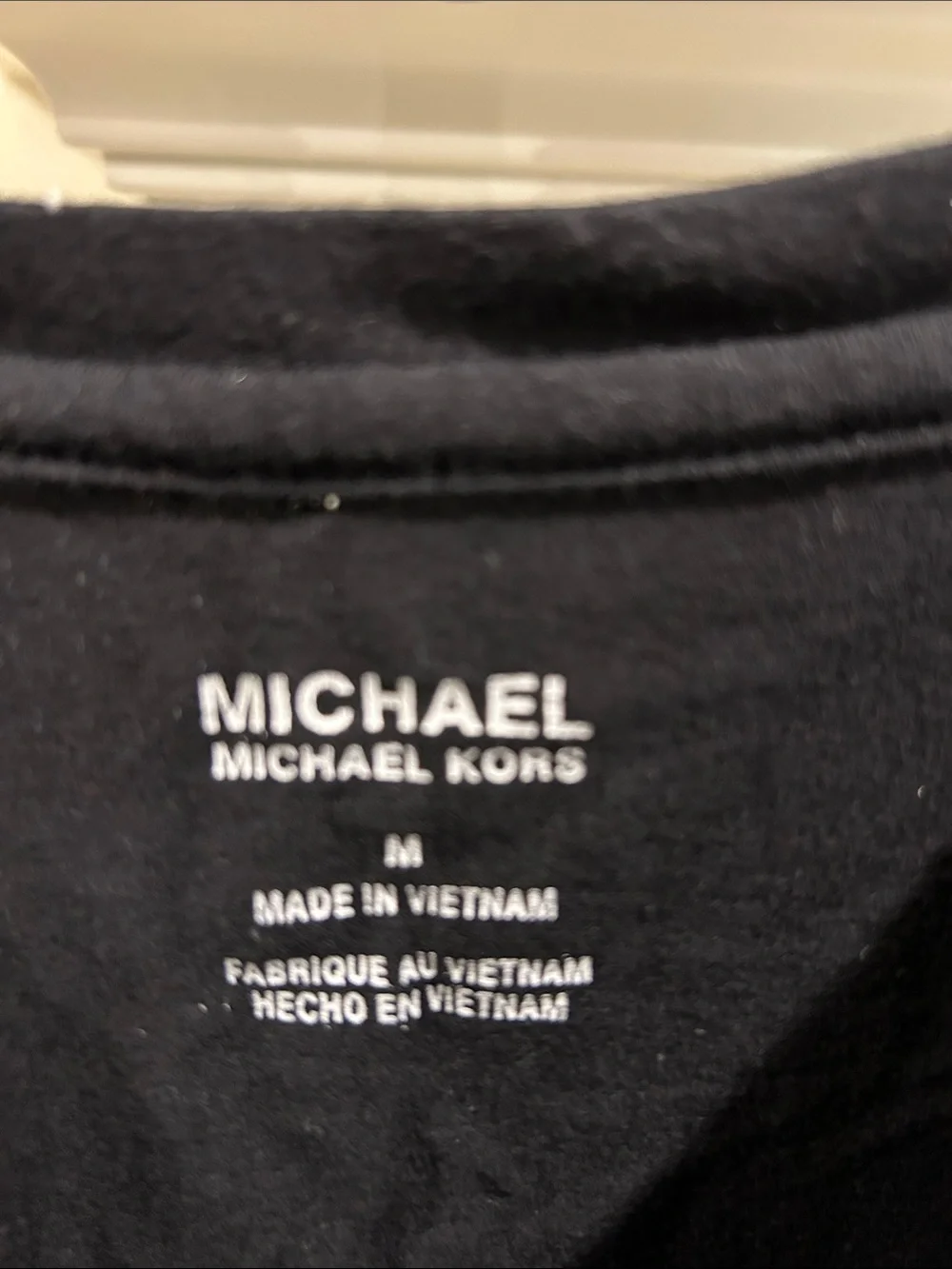 Michael Kors Black Long-Sleeve Tee with Gold MK Stud Logo